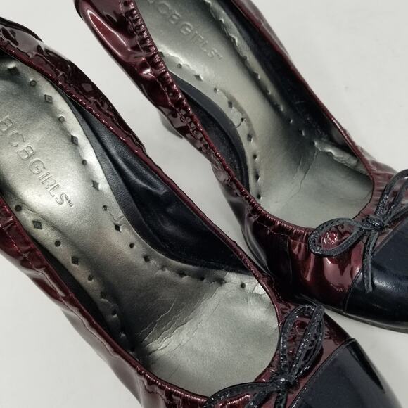 BCBGirls Dark Red Leather Ballet Pumps Round Toe Elastic Pumps Women's Size 9 - Picture 11 of 13